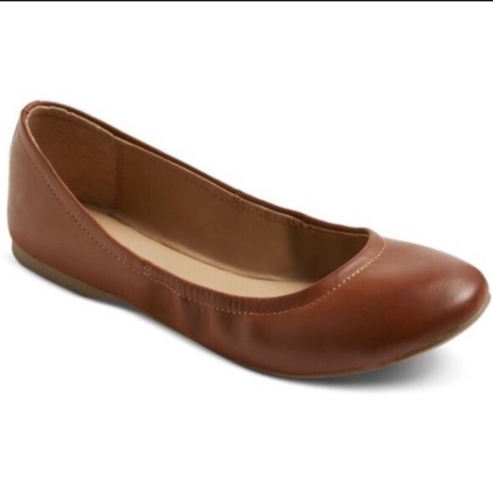 5.5 WIDE Cognac Scrunch Ballet Flat by Mossimo